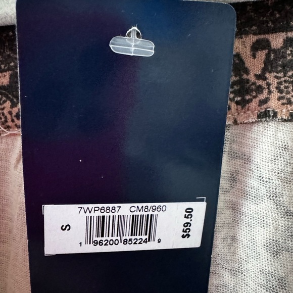 Lucky brand boho geometric 3/4 sleeve V-neck top cotton linen blend size small - Picture 7 of 12